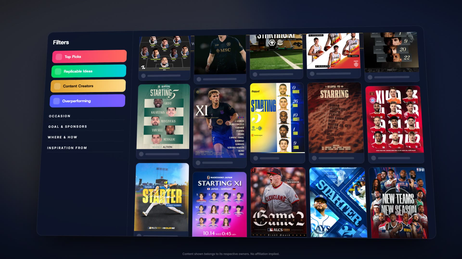 Sports Content Playbook: a flight through the content library